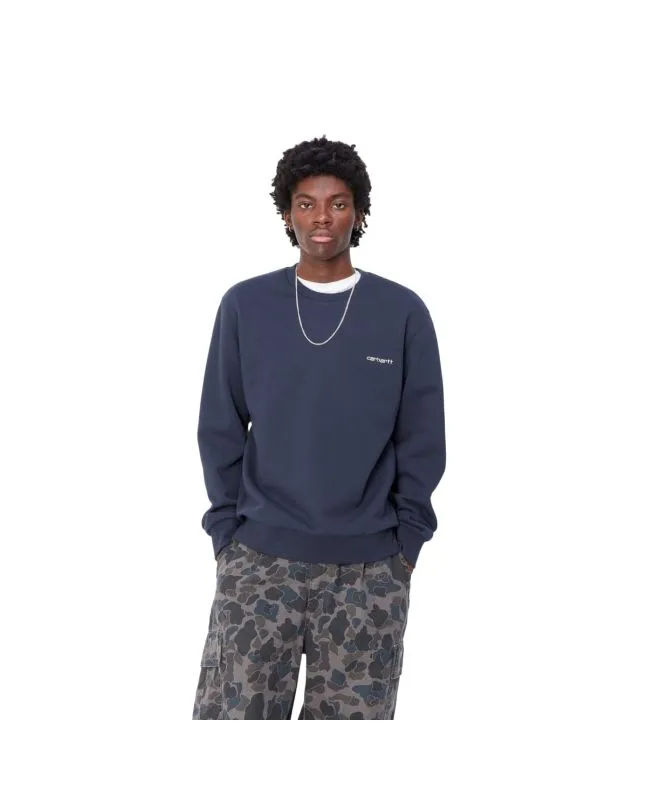 SUDADERA CARHARTT WIP SCRIPT EMBROIDERY SWEATSHIRT AIR FORCE BLUEWHITE