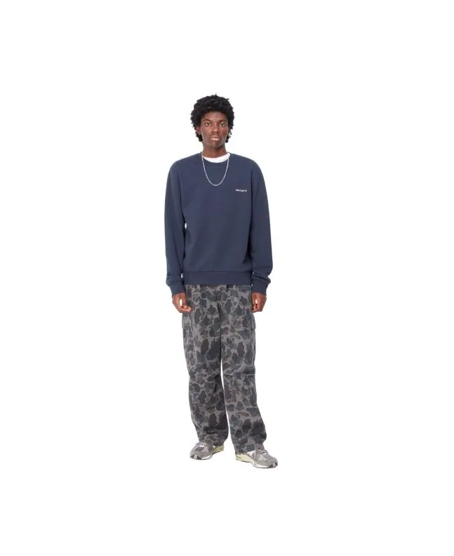 SUDADERA CARHARTT WIP SCRIPT EMBROIDERY SWEATSHIRT AIR FORCE BLUEWHITE