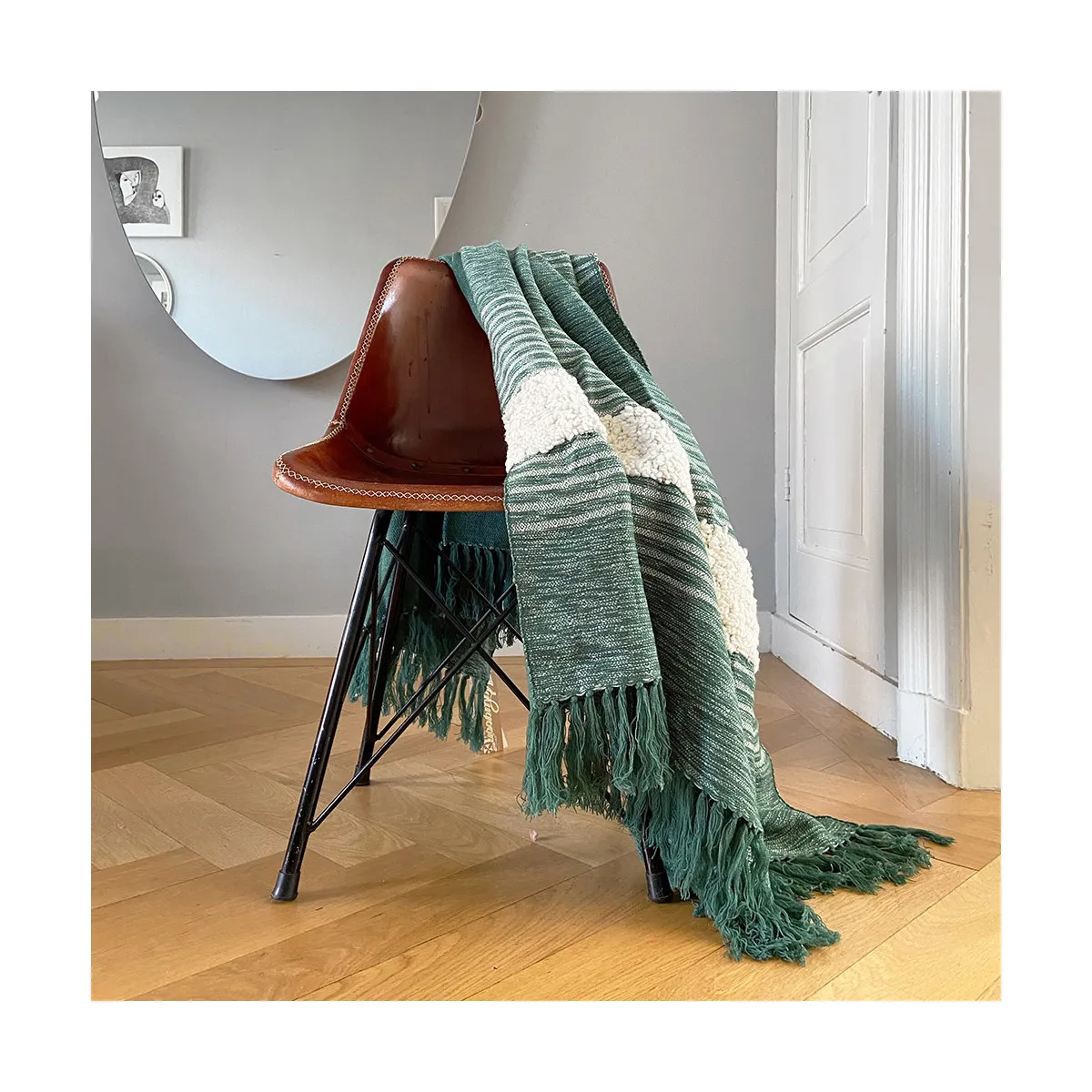 Tribal green throw