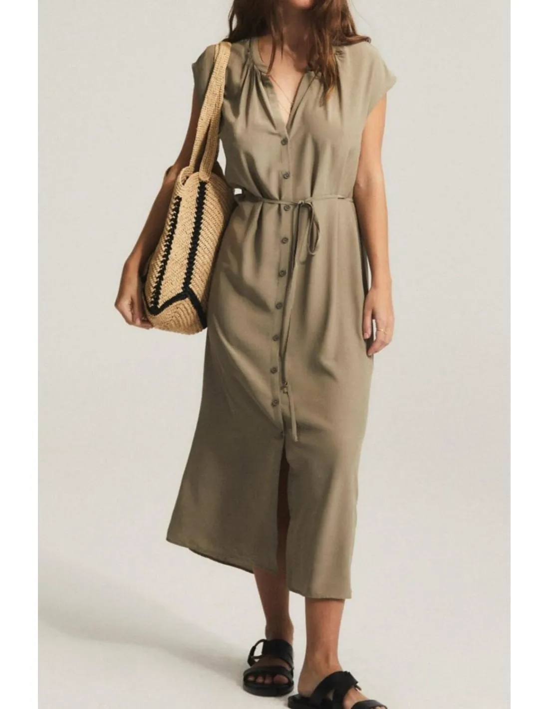 VESTIDO MIDI CAMISERO ESE O ESE CHLOE