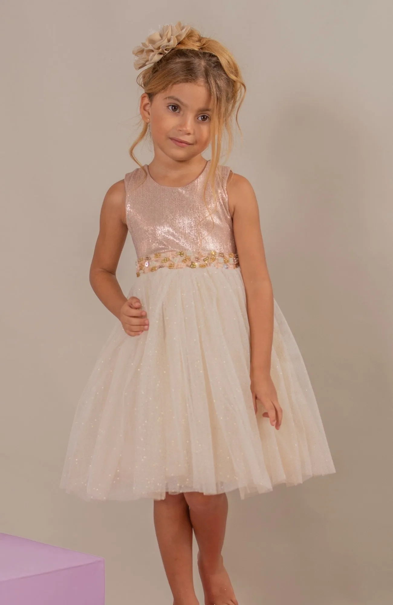 VESTIDO PARA BEBé SOY SOñADORA  DORADO