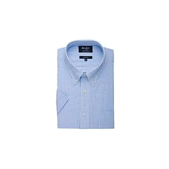 WHITE COTTON SHIRT WITH THIN LIGHT BLUE CHECKS  GLENN MC