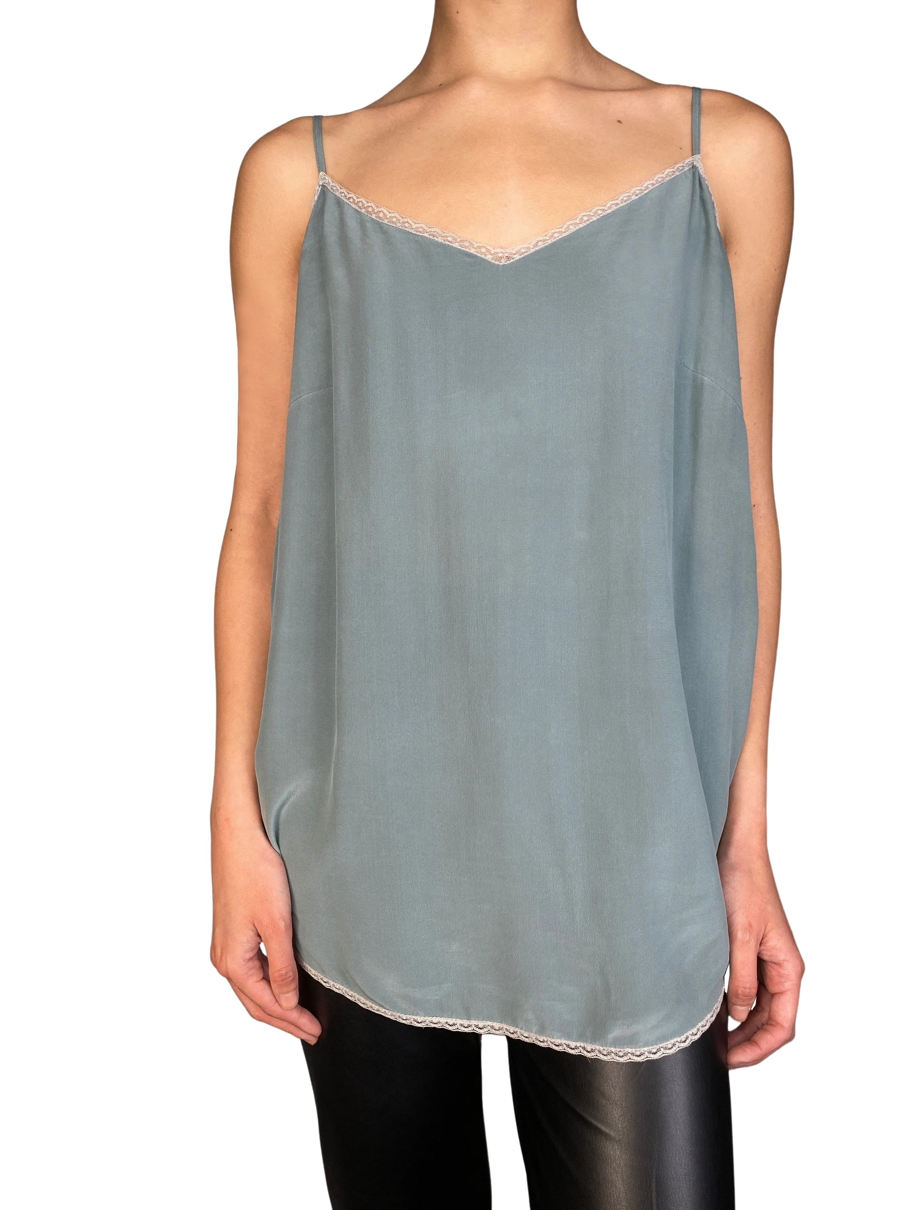 ZADIG & VOLTAIRE Top Seda Verde Grisáceo