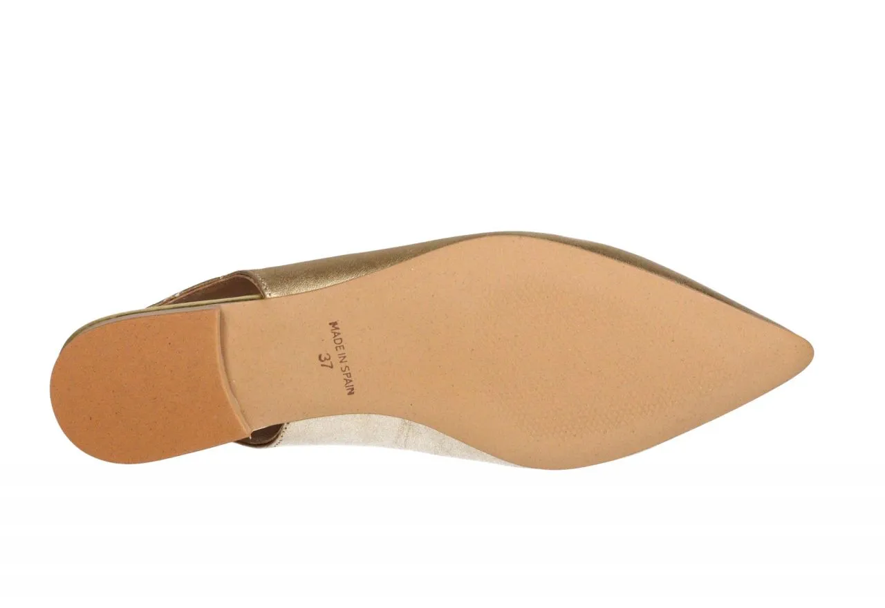 Zapato Talon Abierto Piel Dorado