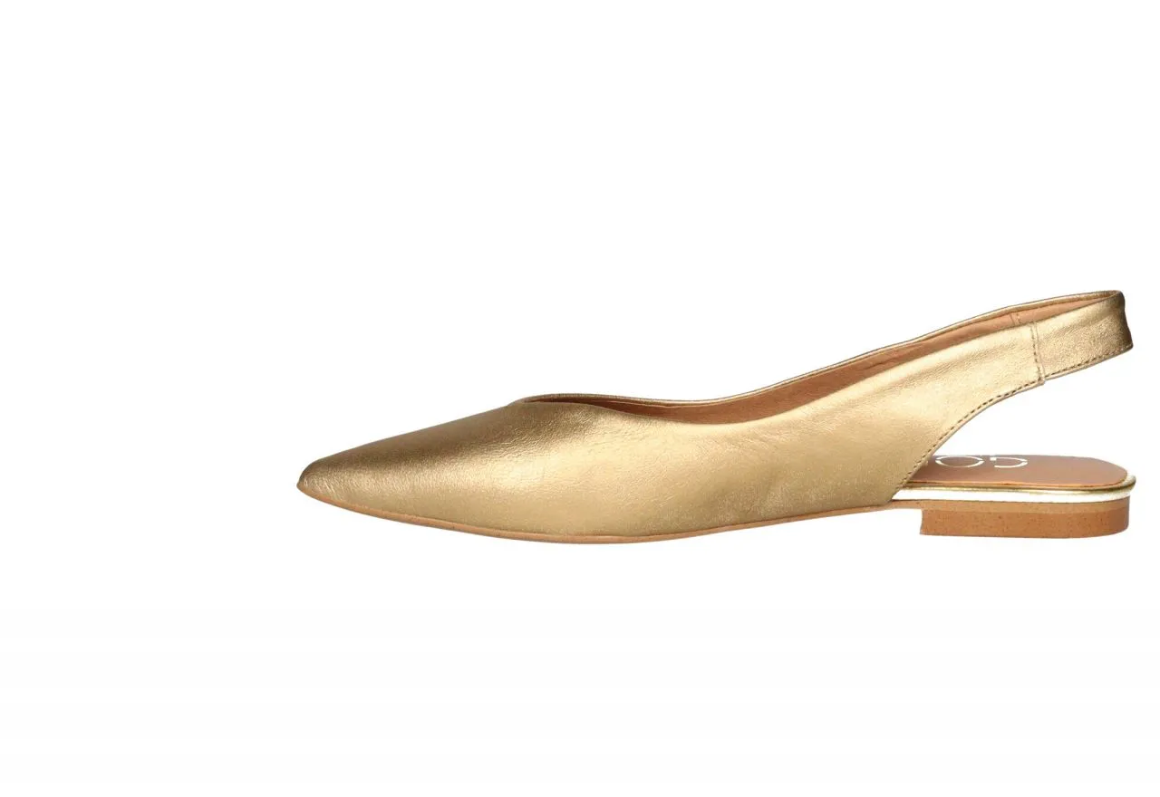 Zapato Talon Abierto Piel Dorado