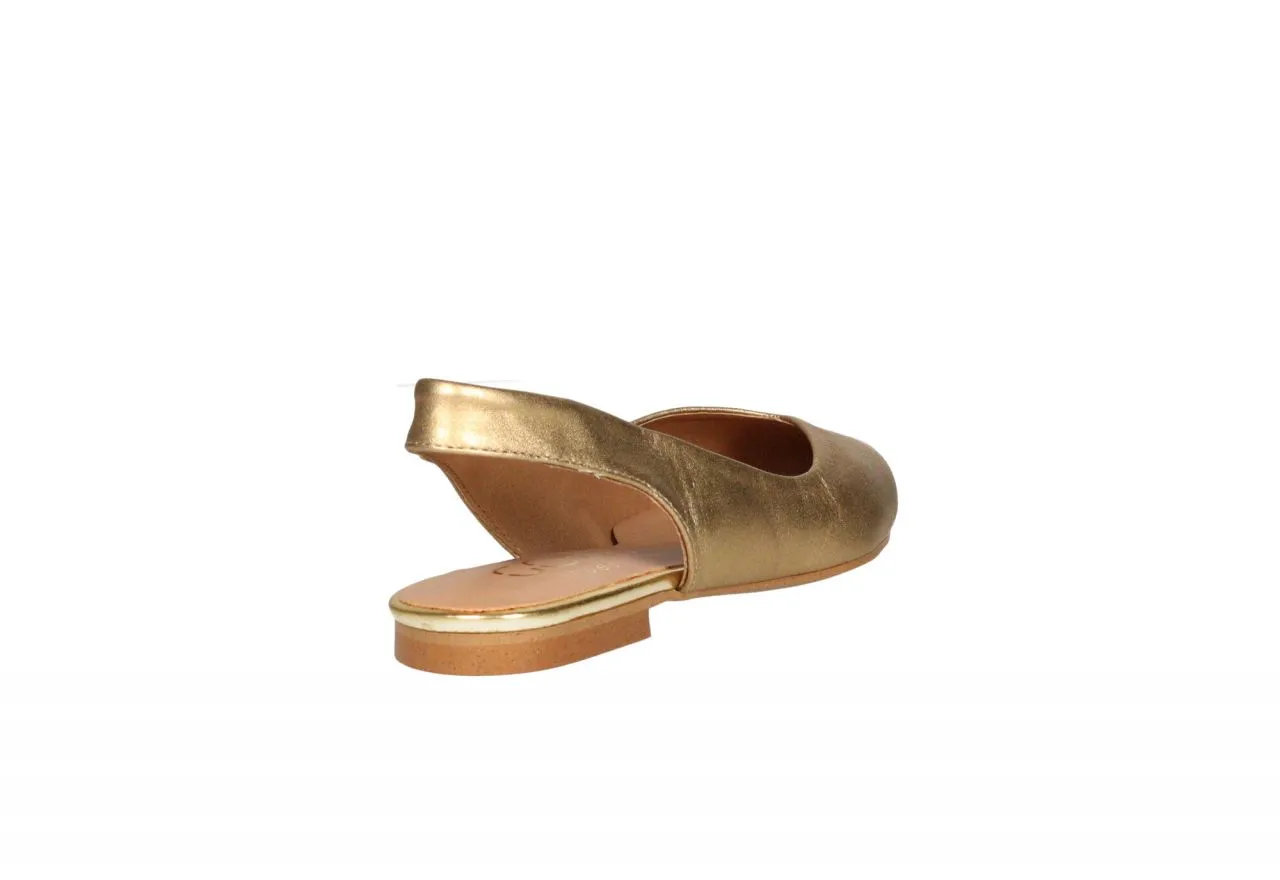 Zapato Talon Abierto Piel Dorado