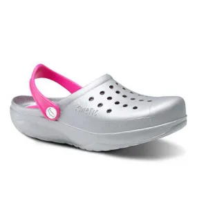 Zueco Kinetic plata combinado fucsia - Feliz Caminar